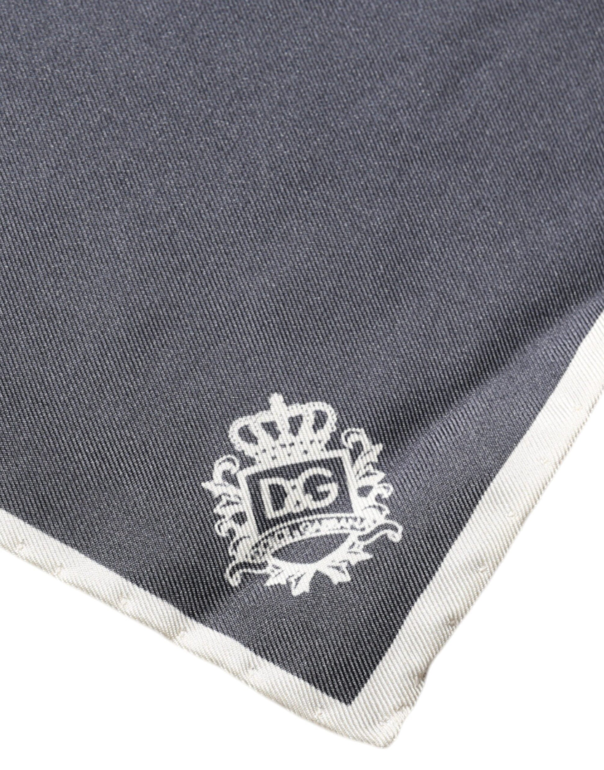 Dolce & Gabbana Gray Crown Logo Square Handkerchief Scarf - ClickThatClicks 