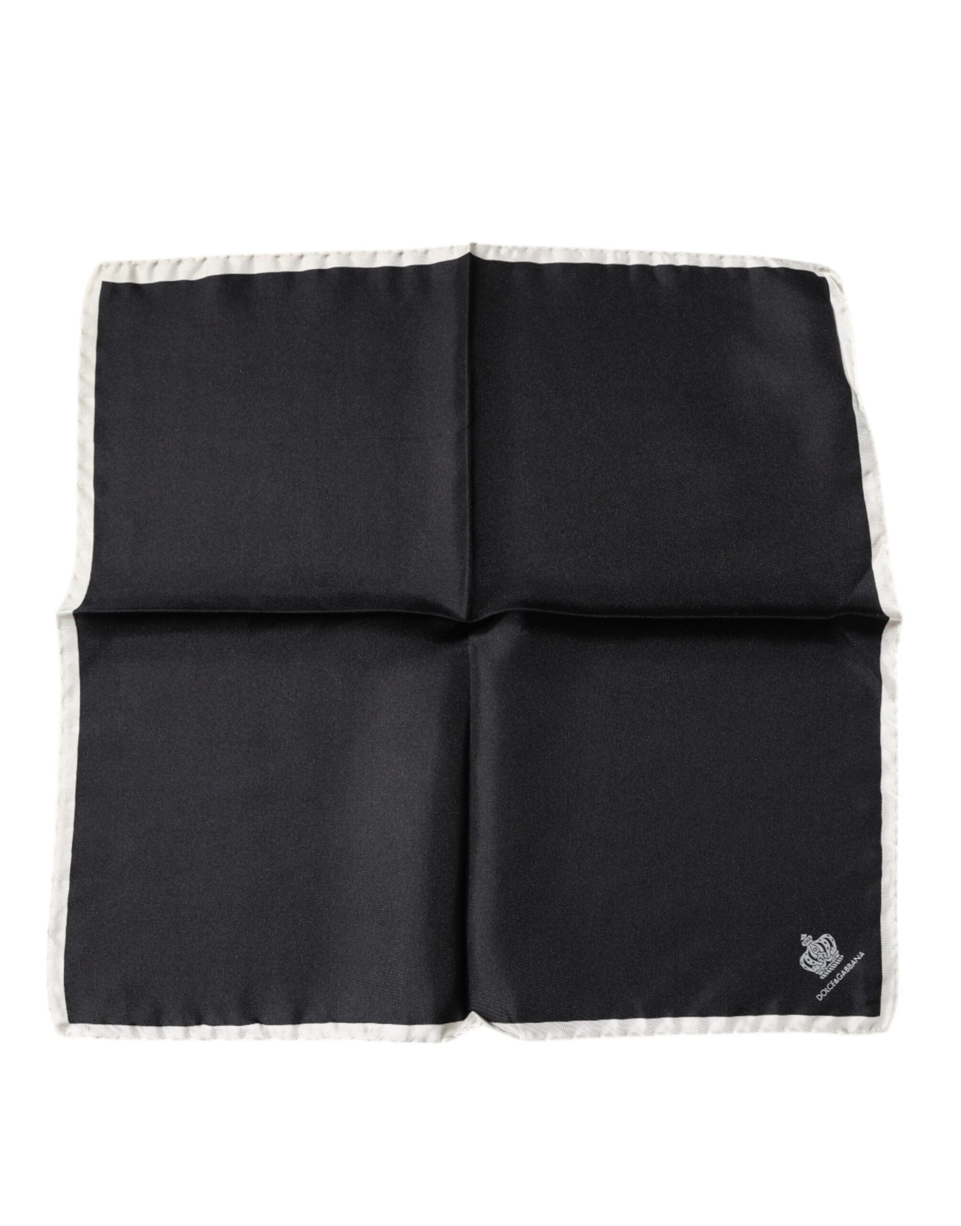 Dolce & Gabbana Black Crown Logo Square Handkerchief Scarf - ClickThatClicks 