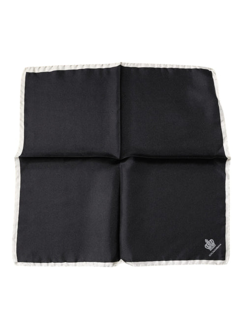 Dolce & Gabbana Black Crown Logo Square Handkerchief Scarf - ClickThatClicks 