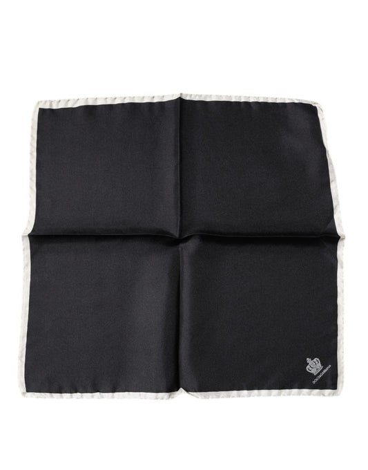 Dolce & Gabbana Black Crown Logo Square Handkerchief Scarf - ClickThatClicks 