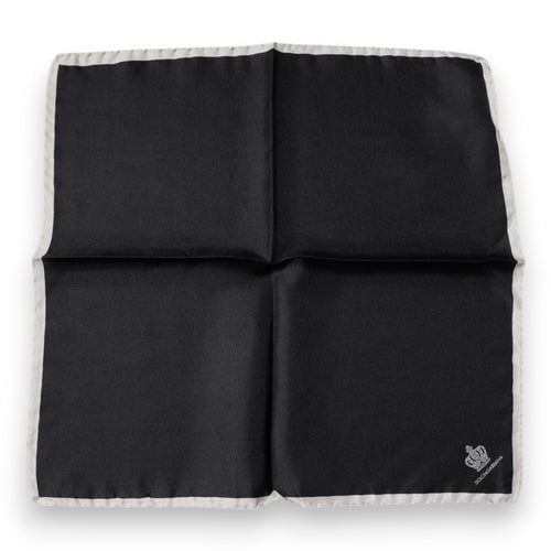 Dolce & Gabbana Black Crown Logo Square Handkerchief Scarf - ClickThatClicks 