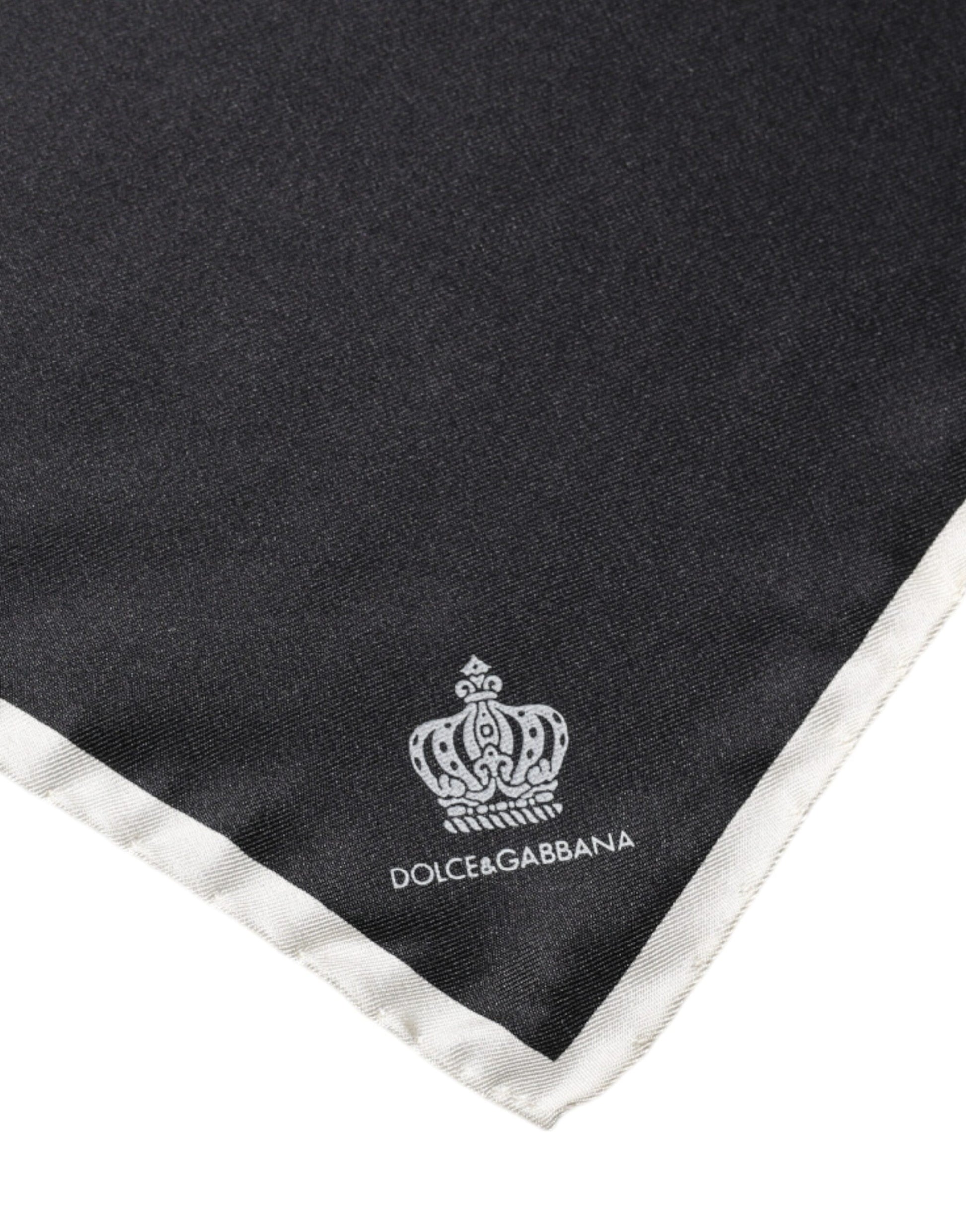 Dolce & Gabbana Black Crown Logo Square Handkerchief Scarf - ClickThatClicks 