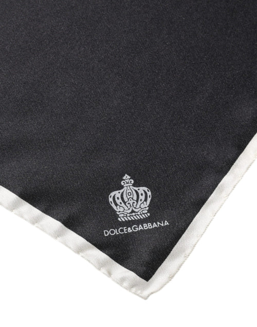 Dolce & Gabbana Black Crown Logo Square Handkerchief Scarf - ClickThatClicks 