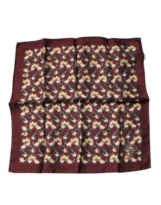 Dolce & Gabbana Maroon Oranges Silk Square Handkerchief Scarf - ClickThatClicks 