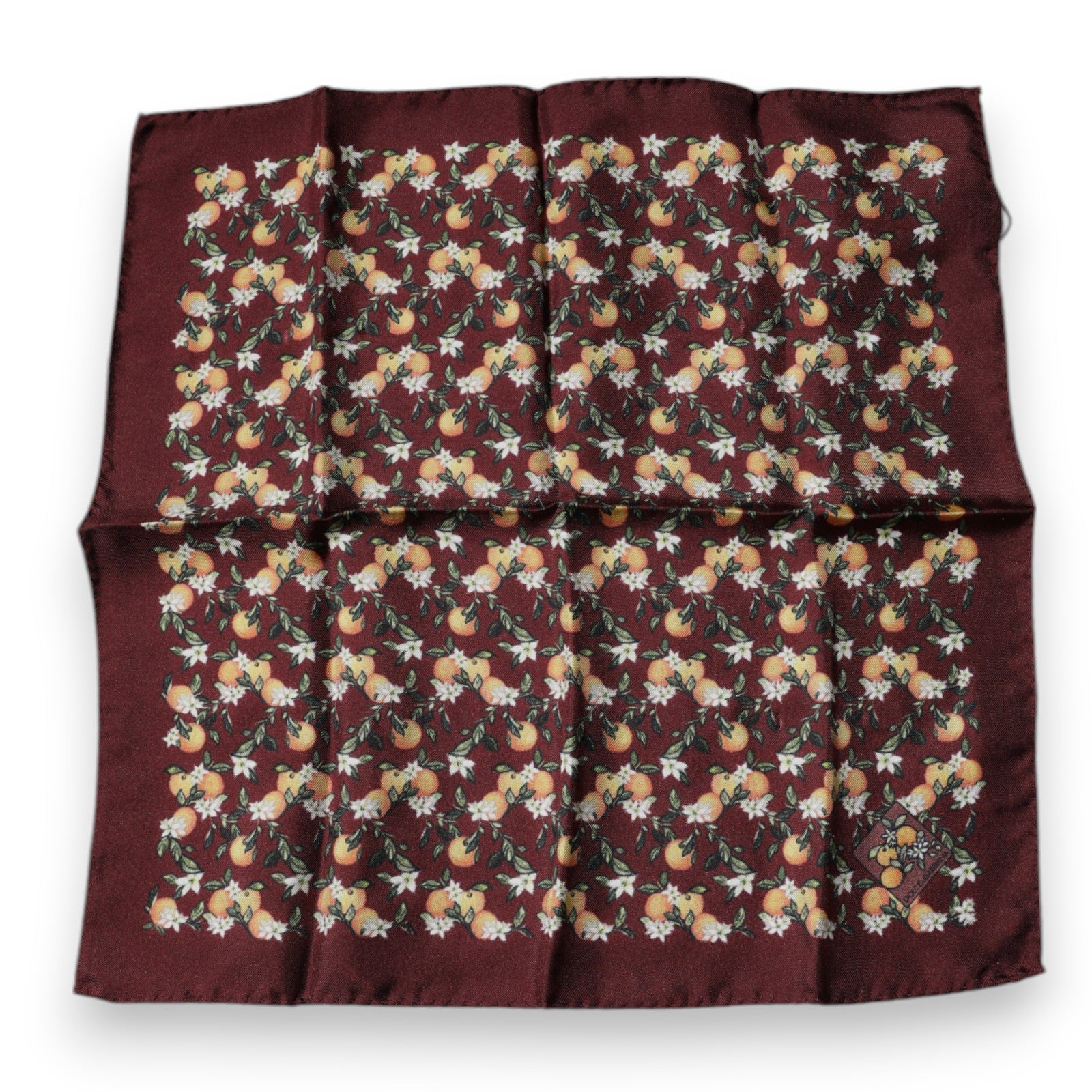 Dolce & Gabbana Maroon Oranges Silk Square Handkerchief Scarf - ClickThatClicks 