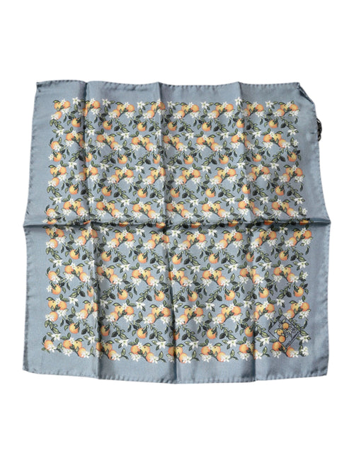 Dolce & Gabbana Gray Oranges Silk Square Handkerchief Scarf - ClickThatClicks 