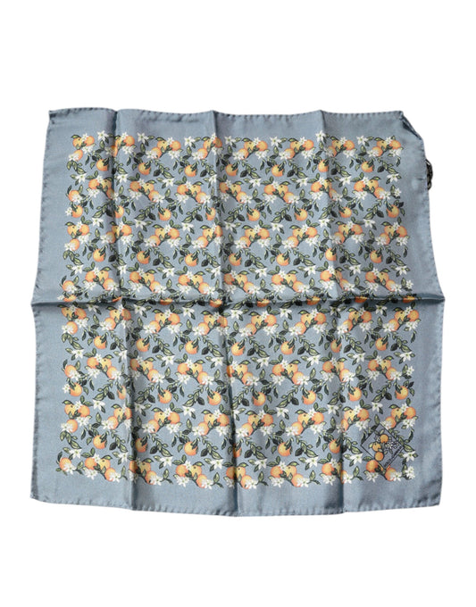 Dolce & Gabbana Gray Oranges Silk Square Handkerchief Scarf - ClickThatClicks 