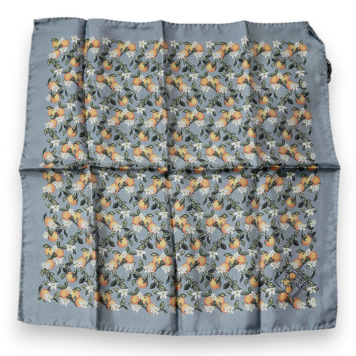 Dolce & Gabbana Gray Oranges Silk Square Handkerchief Scarf - ClickThatClicks 