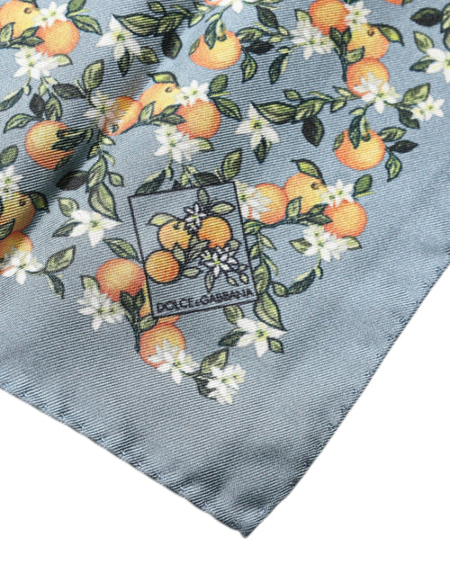 Dolce & Gabbana Gray Oranges Silk Square Handkerchief Scarf - ClickThatClicks 