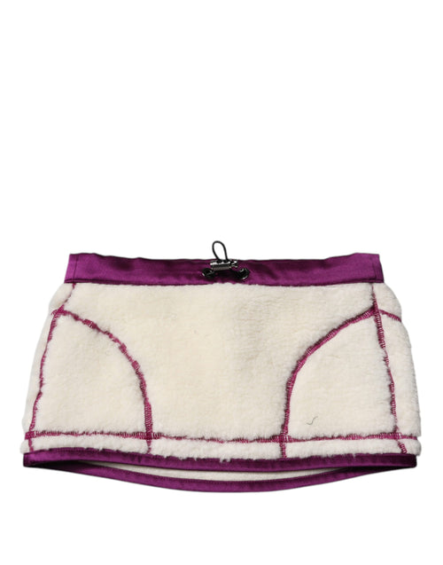 Dolce & Gabbana White Purple Cashmere Fleece Neck Warmer Scarf - ClickThatClicks 