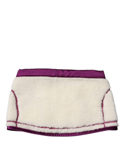 Dolce & Gabbana White Purple Cashmere Fleece Neck Warmer Scarf - ClickThatClicks 
