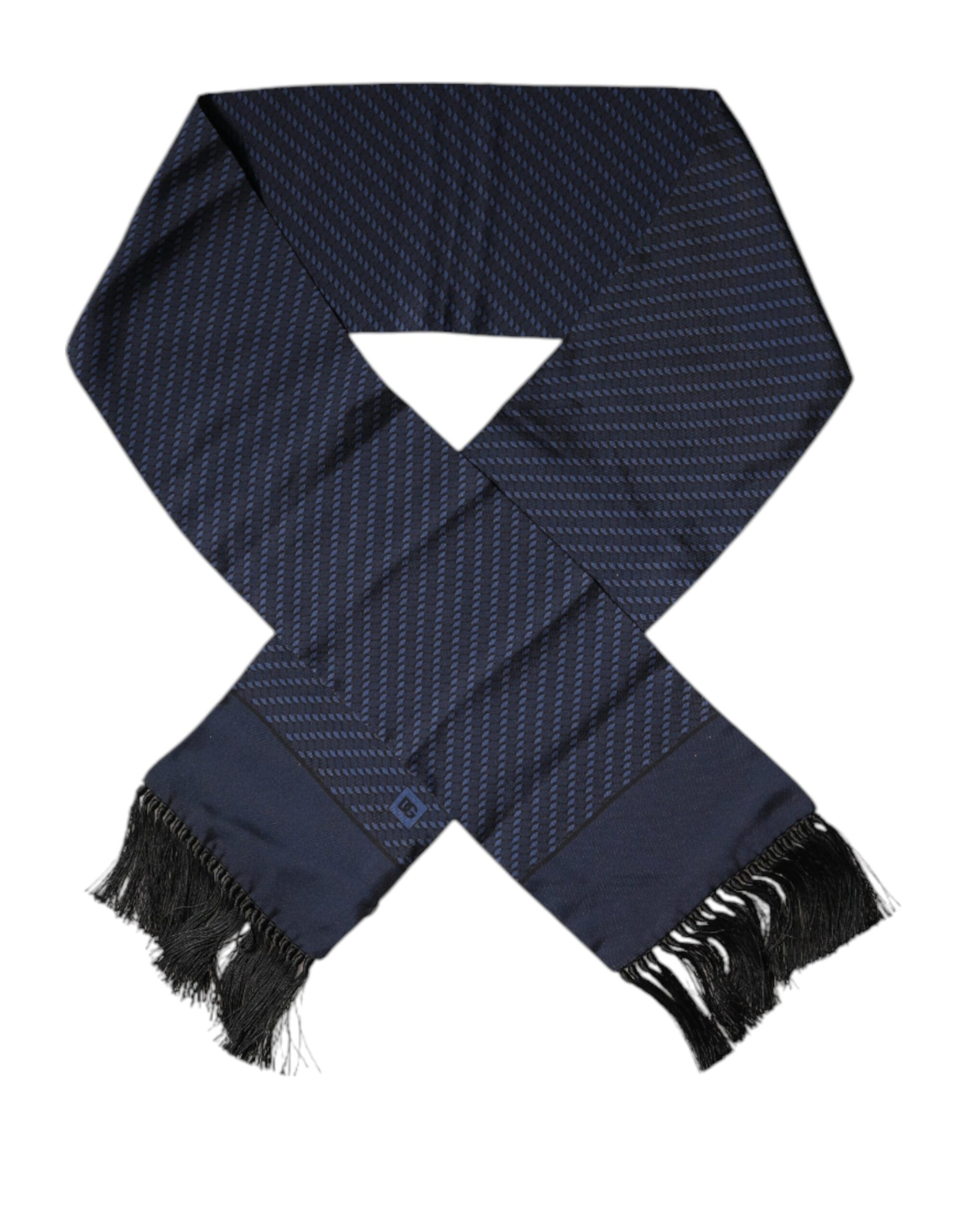 Dolce & Gabbana Dark Blue Fantasy Fringes Neck Wrap Scarf - ClickThatClicks 