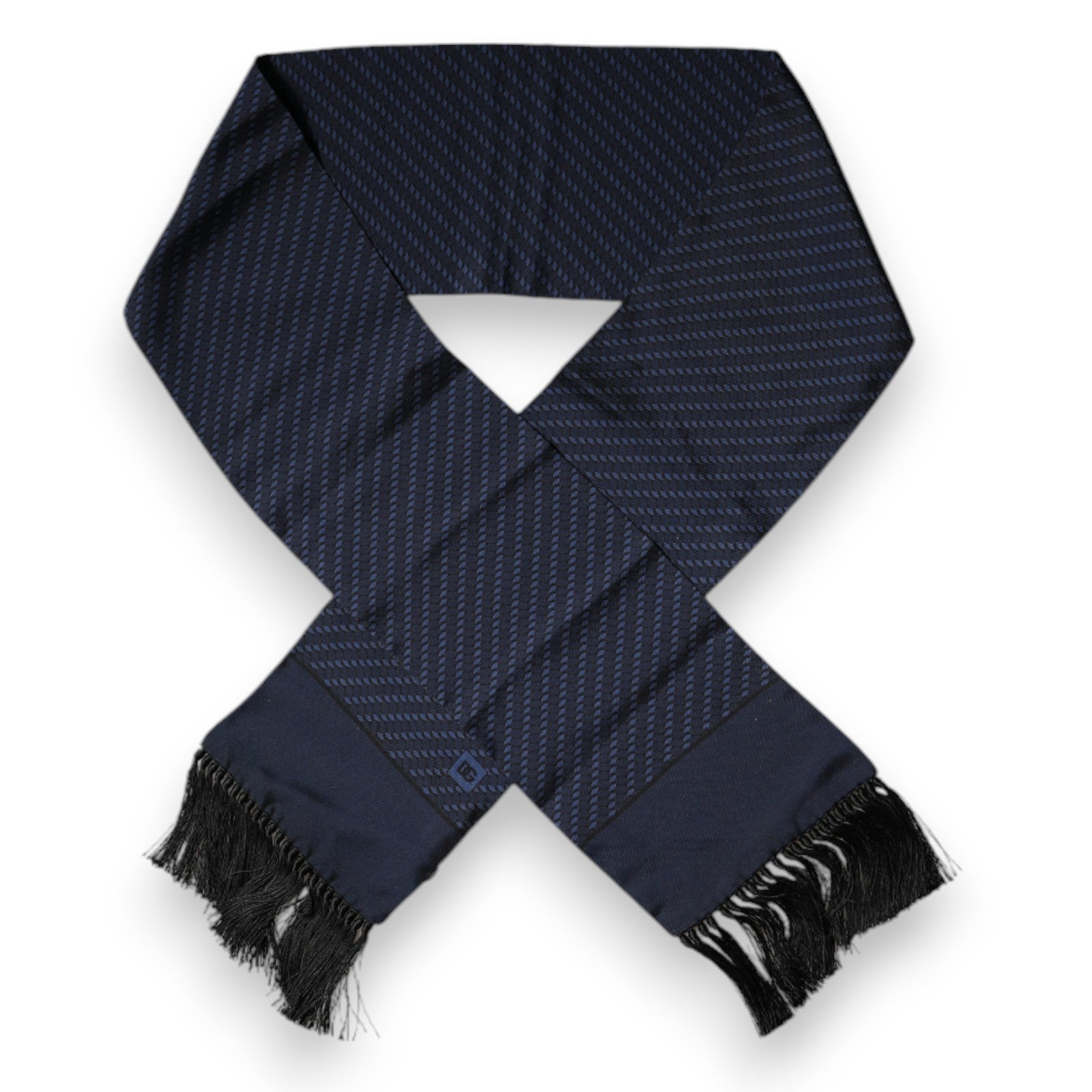 Dolce & Gabbana Dark Blue Fantasy Fringes Neck Wrap Scarf - ClickThatClicks 