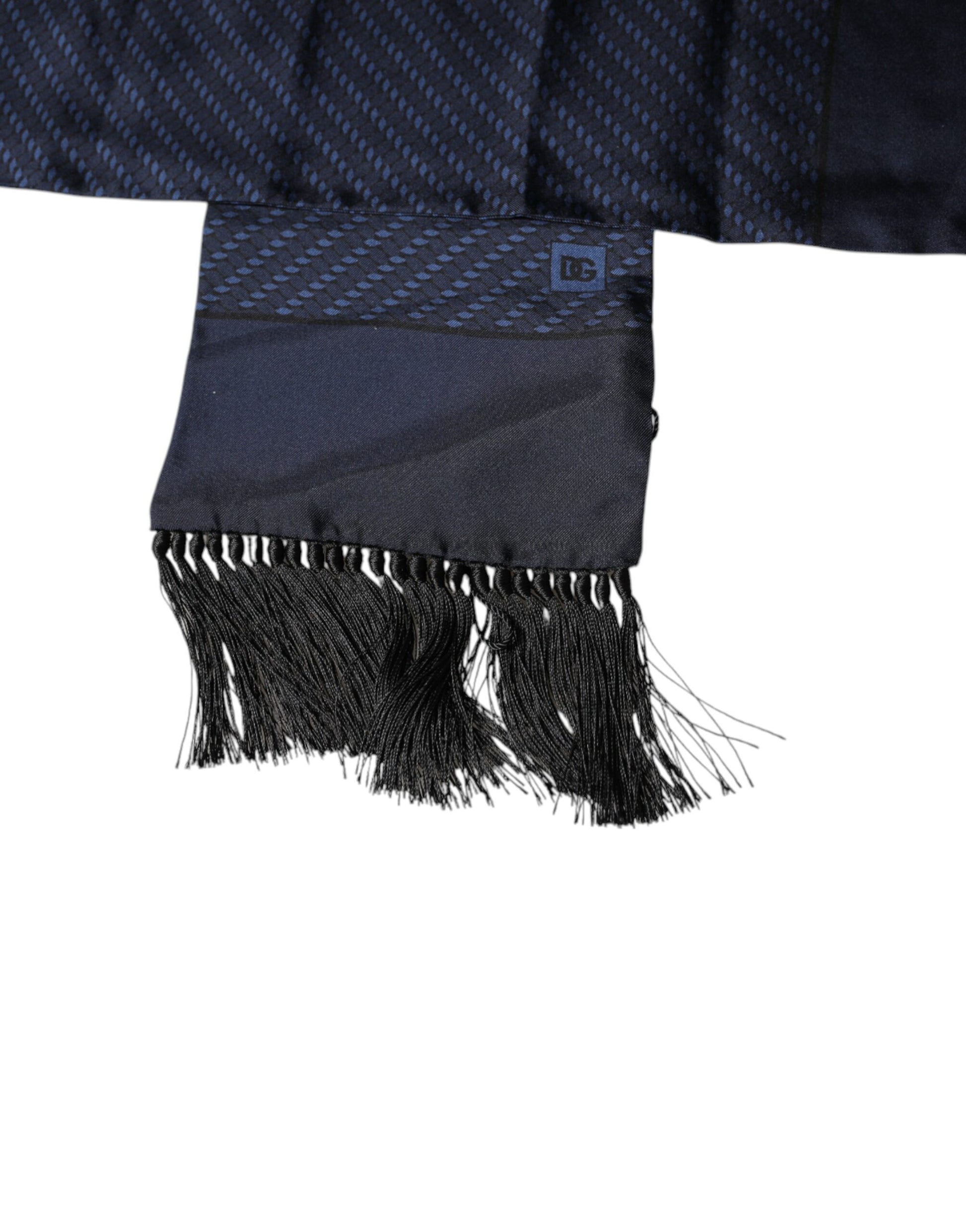 Dolce & Gabbana Dark Blue Fantasy Fringes Neck Wrap Scarf - ClickThatClicks 
