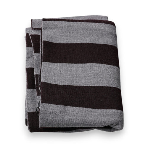Dolce & Gabbana Black Gray Stripes Wool Neck Wrap Scarf - ClickThatClicks 