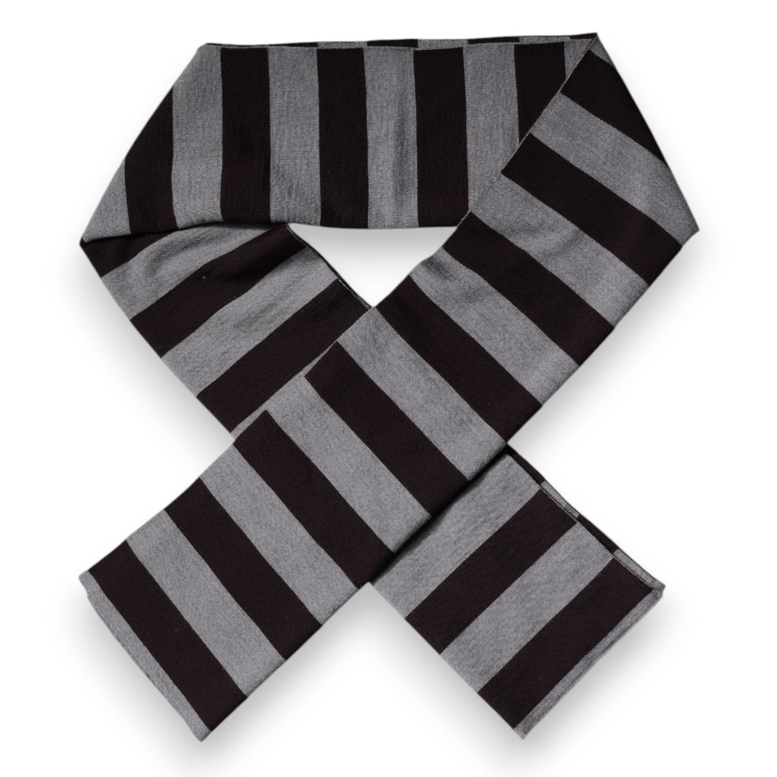 Dolce & Gabbana Black Gray Stripes Wool Neck Wrap Scarf - ClickThatClicks 