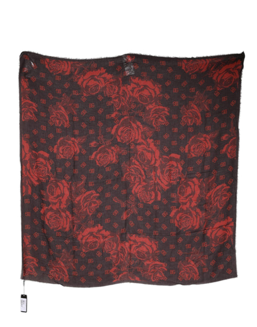 Dolce & Gabbana Black Red Floral Modal Wrap Shawl Scarf - ClickThatClicks 