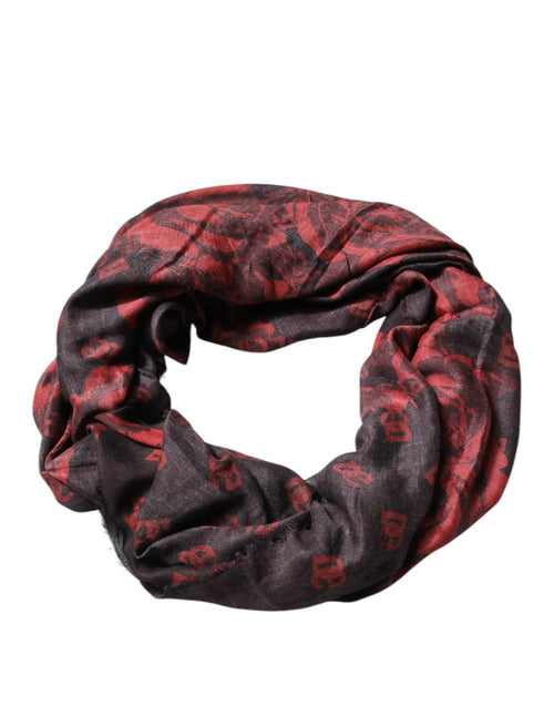 Dolce & Gabbana Black Red Floral Modal Wrap Shawl Scarf - ClickThatClicks 