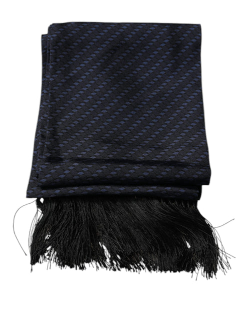 Dolce & Gabbana Dark Blue Fantasy Fringes Neck Wrap Scarf - ClickThatClicks 