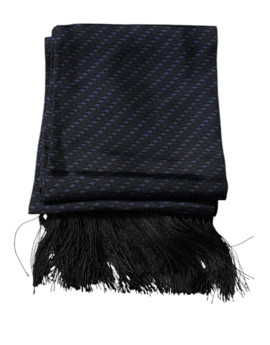 Dolce & Gabbana Dark Blue Fantasy Fringes Neck Wrap Scarf - ClickThatClicks 