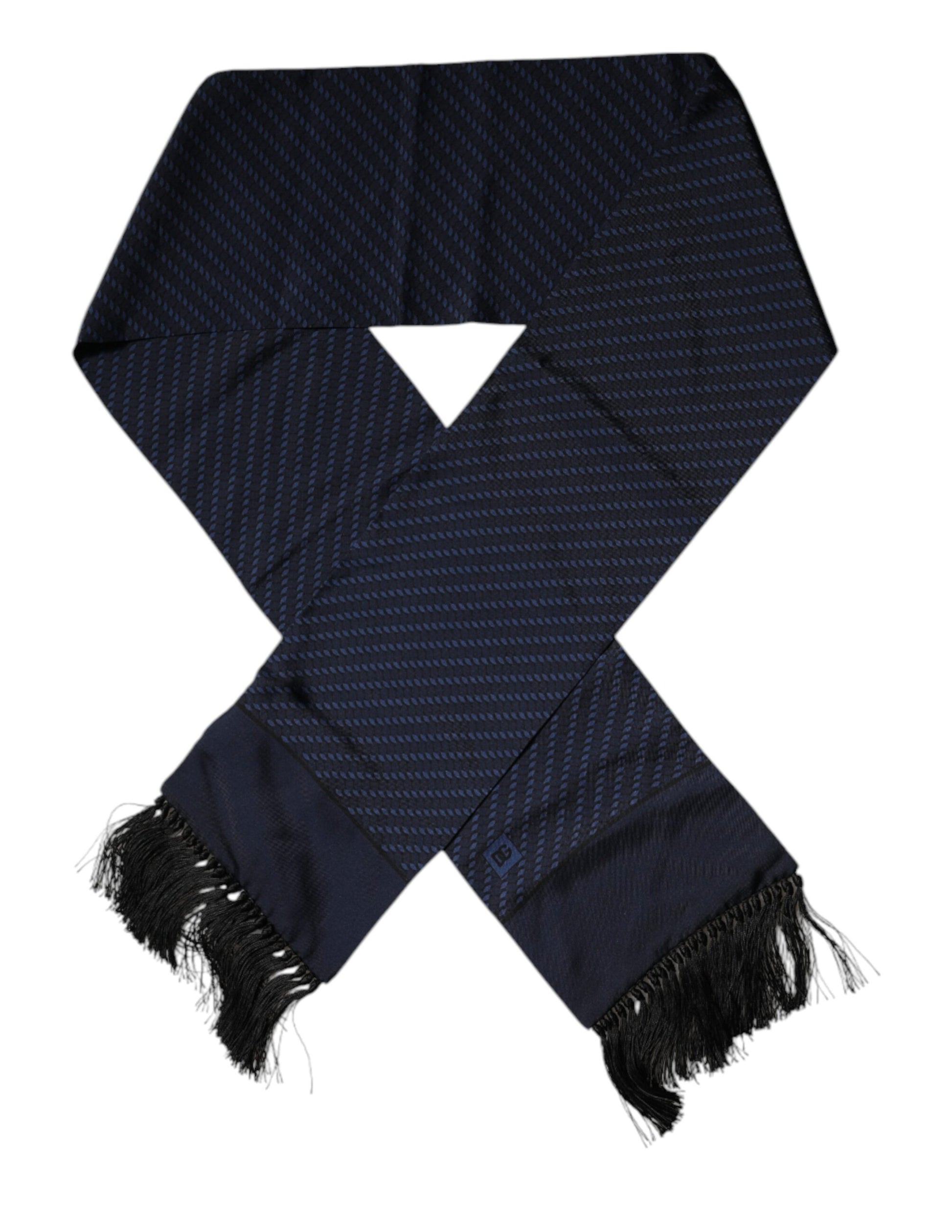 Dolce & Gabbana Dark Blue Fantasy Fringes Neck Wrap Scarf - ClickThatClicks 