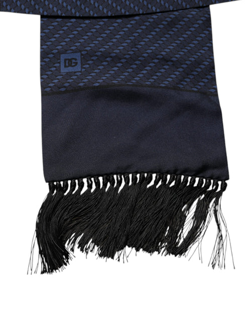 Dolce & Gabbana Dark Blue Fantasy Fringes Neck Wrap Scarf - ClickThatClicks 