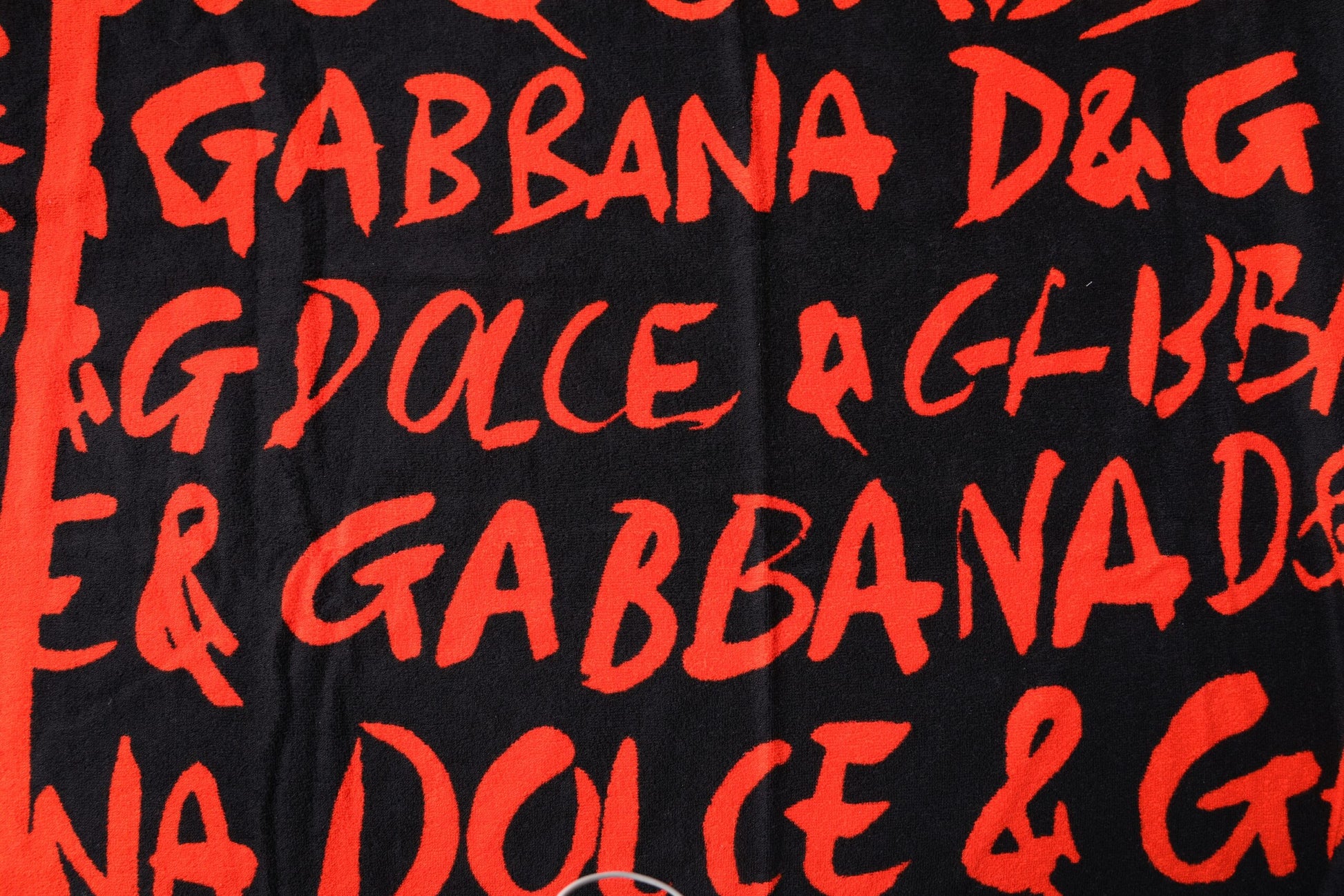 Dolce & Gabbana Black Red Logo Print Cotton Beach Towel - ClickThatClicks 