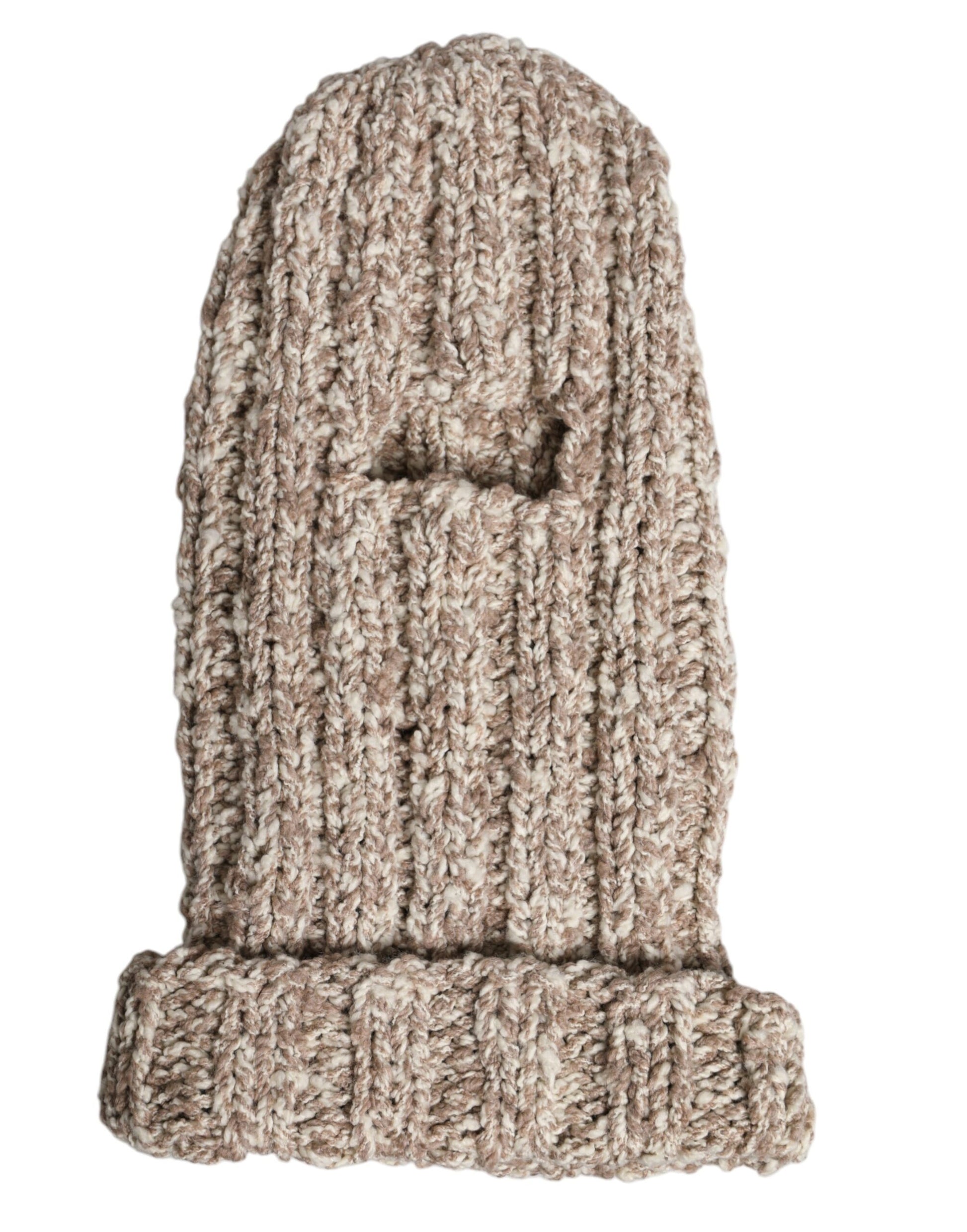 Dolce & Gabbana Beige Wool Knitted Ski Mask Balaclava Hat - ClickThatClicks 
