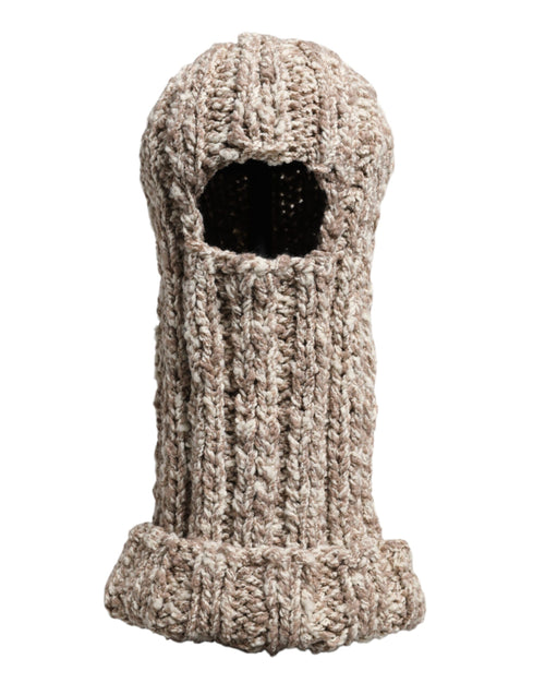 Dolce & Gabbana Beige Wool Knitted Ski Mask Balaclava Hat - ClickThatClicks 