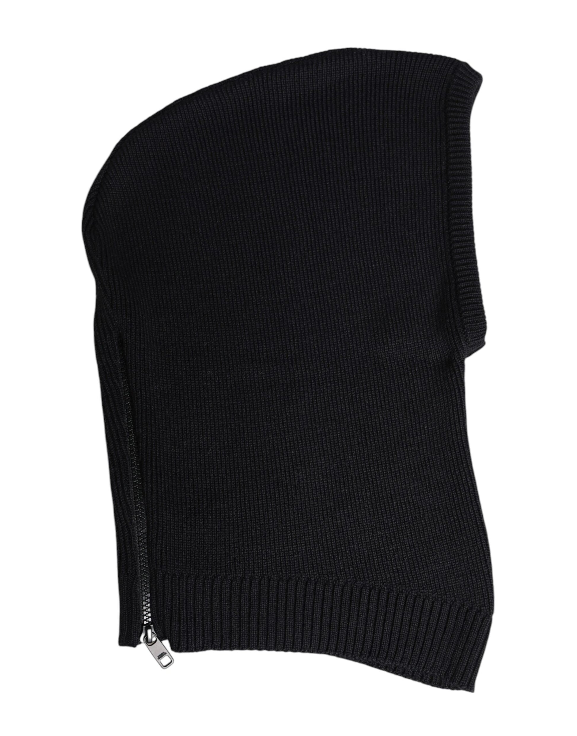 Dolce & Gabbana Black Wool Whole Head Wrap Balaclava Hat - ClickThatClicks 