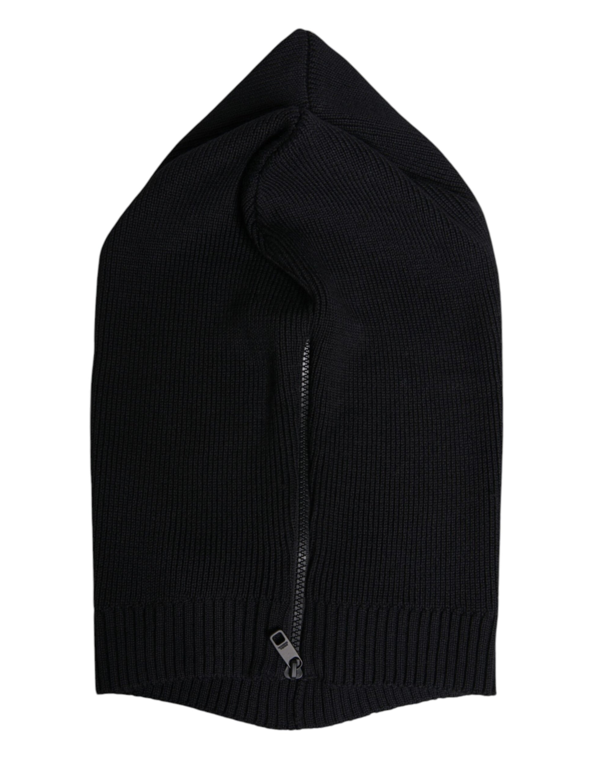 Dolce & Gabbana Black Wool Whole Head Wrap Balaclava Hat - ClickThatClicks 