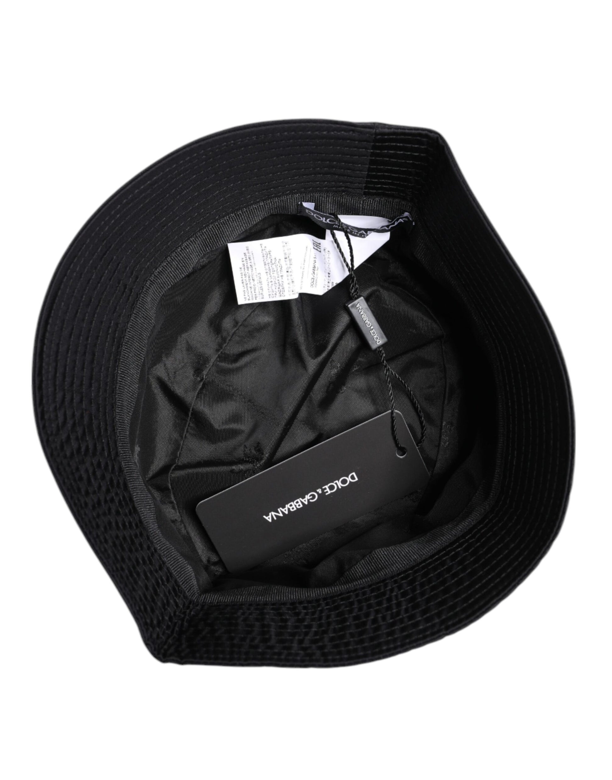 Dolce & Gabbana Black Cotton Wide Brim Bucket Hat - ClickThatClicks 