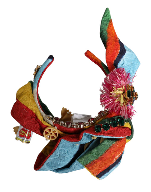 Dolce & Gabbana Multicolor Floral Crystal Embellished Diadem Headband - ClickThatClicks 