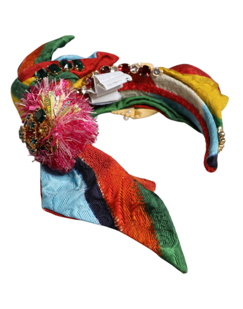 Dolce & Gabbana Multicolor Floral Crystal Embellished Diadem Headband - ClickThatClicks 