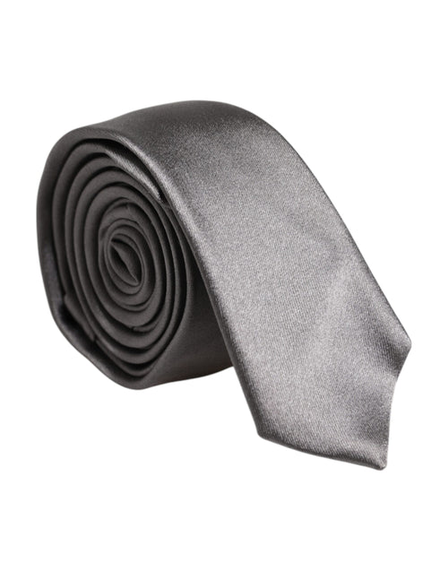 Dolce & Gabbana Metallic Silver Silk Adjustable Necktie Tie - ClickThatClicks 