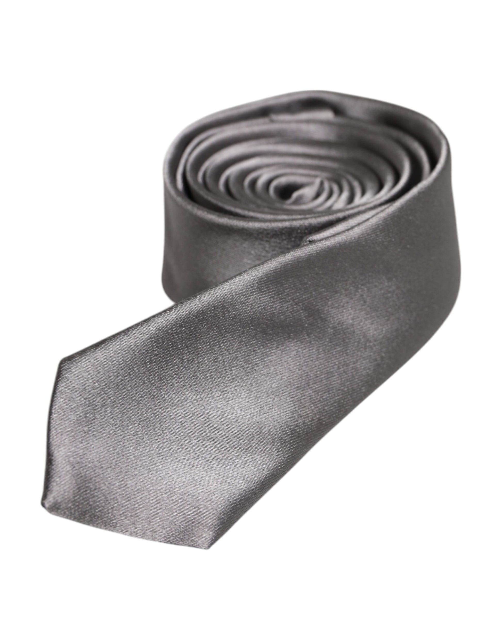 Dolce & Gabbana Metallic Silver Silk Adjustable Necktie Tie - ClickThatClicks 