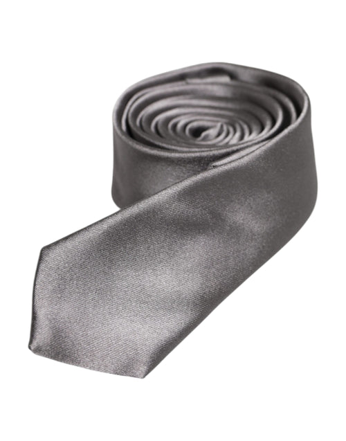 Dolce & Gabbana Metallic Silver Silk Adjustable Necktie Tie - ClickThatClicks 