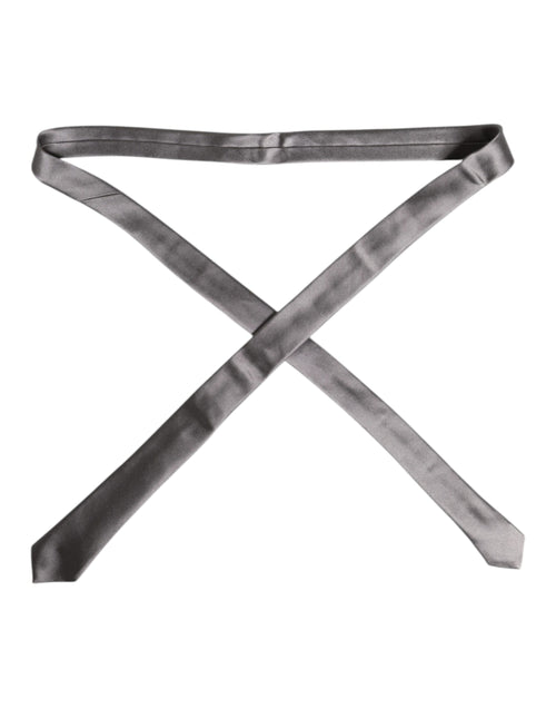 Dolce & Gabbana Metallic Silver Silk Adjustable Necktie Tie - ClickThatClicks 