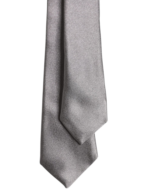 Dolce & Gabbana Metallic Silver Silk Adjustable Necktie Tie - ClickThatClicks 