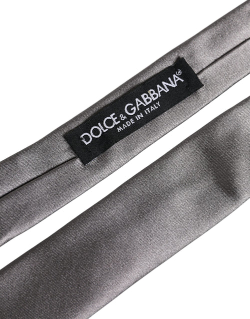 Dolce & Gabbana Metallic Silver Silk Adjustable Necktie Tie - ClickThatClicks 
