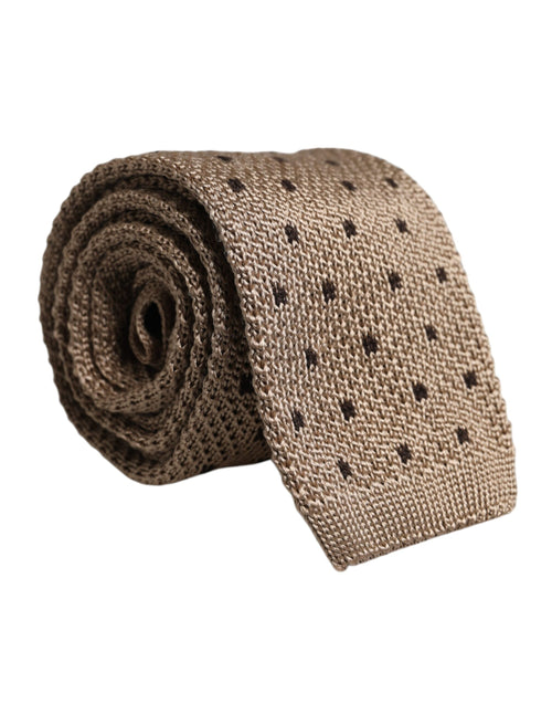Dolce & Gabbana Beige Polka Dot Silk Adjustable Necktie Tie - ClickThatClicks 