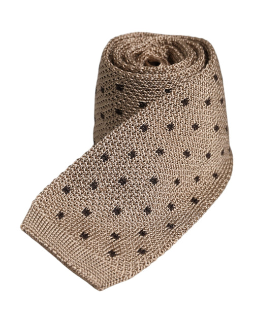 Dolce & Gabbana Beige Polka Dot Silk Adjustable Necktie Tie - ClickThatClicks 