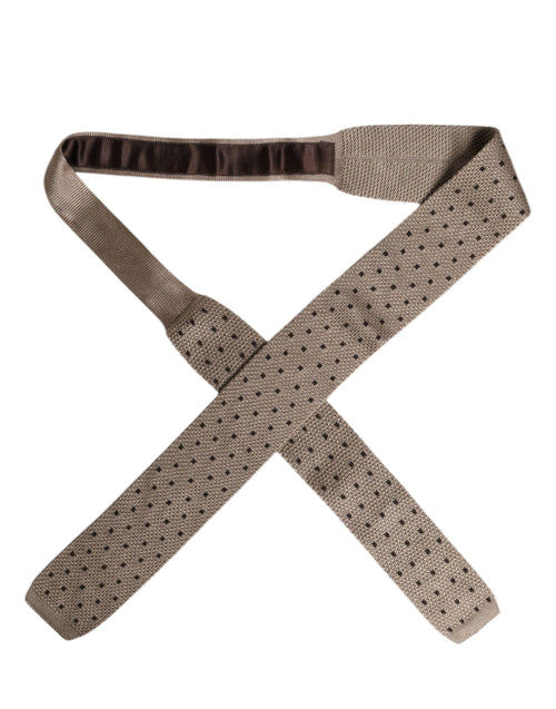Dolce & Gabbana Beige Polka Dot Silk Adjustable Necktie Tie - ClickThatClicks 