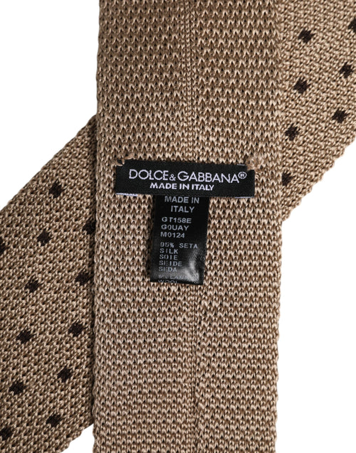 Dolce & Gabbana Beige Polka Dot Silk Adjustable Necktie Tie - ClickThatClicks 