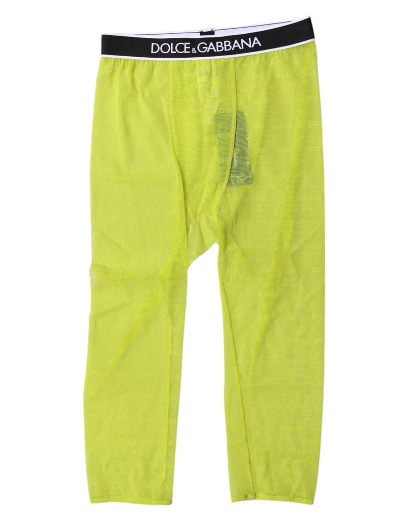 Dolce & Gabbana Green DG Logo Nylon Cropped Tights Underwear