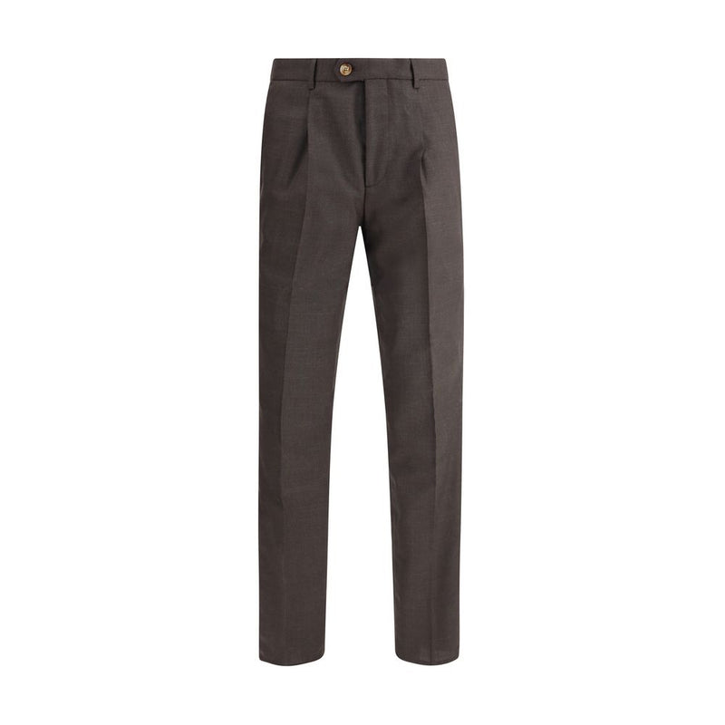 Brunello Cucinelli Brown Fleece Wool Casual Pants