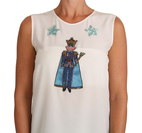 Dolce & Gabbana White Silk Crystal Sequined Fairy T-shirt - ClickThatClicks 