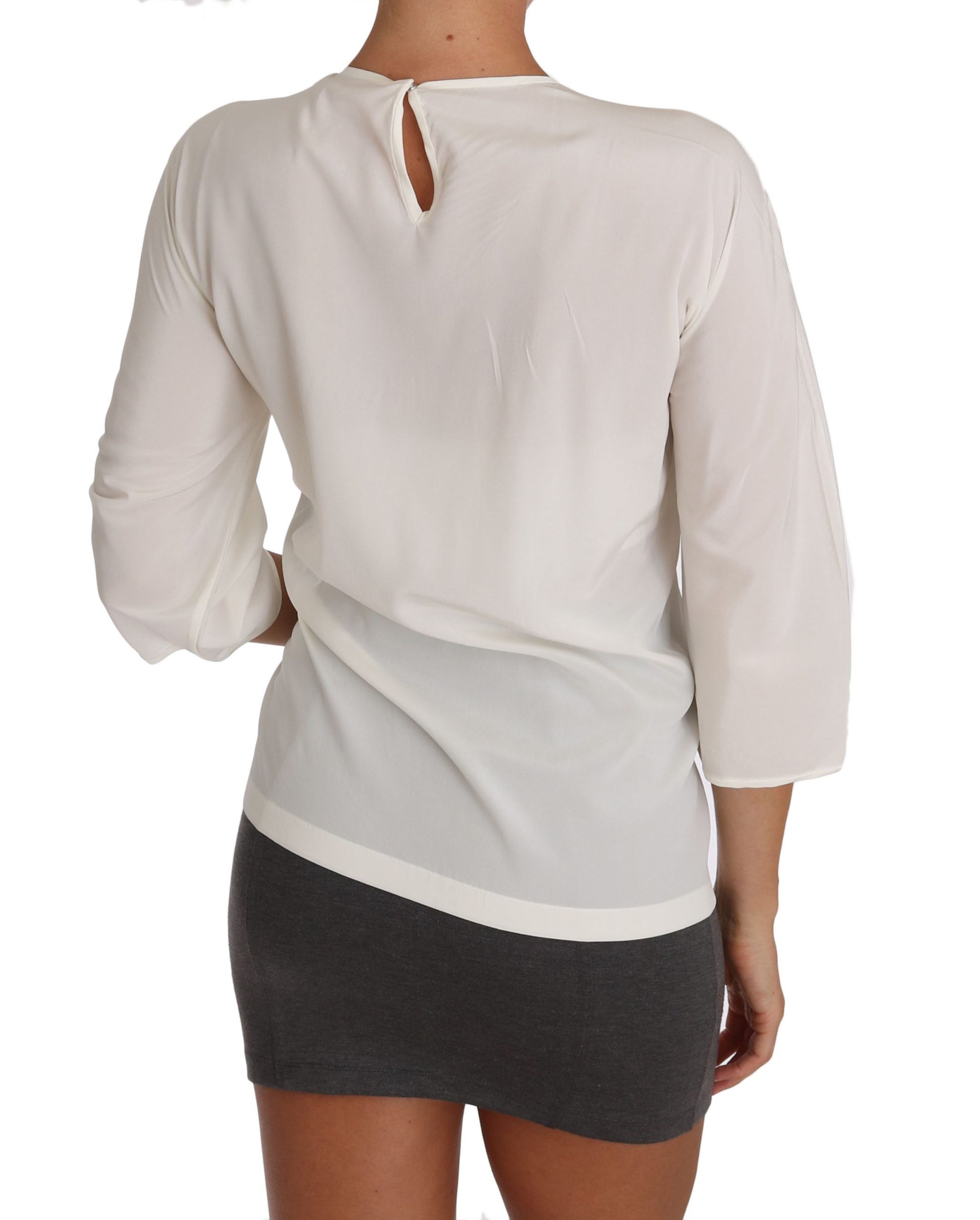 Dolce & Gabbana White Silk #dgfamily Blouse T-shirt - ClickThatClicks 