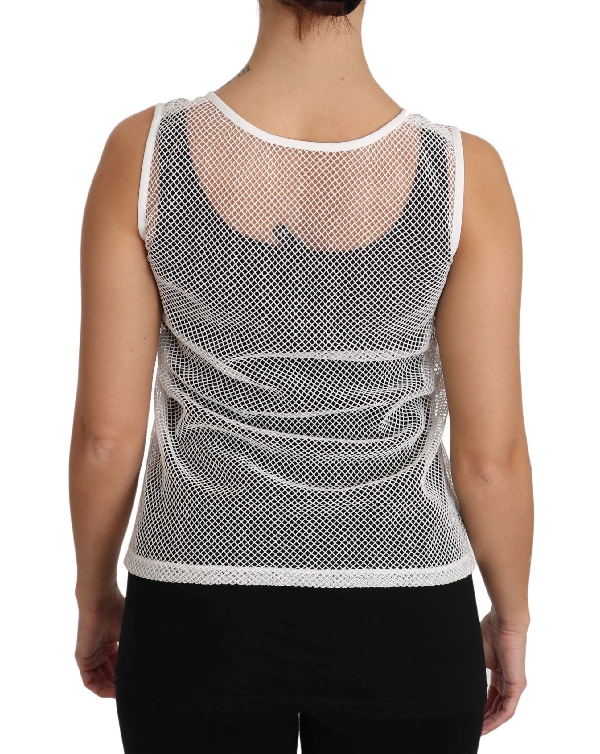 Dolce & Gabbana White Net  Transparent Sleeveless Tank Top - ClickThatClicks 