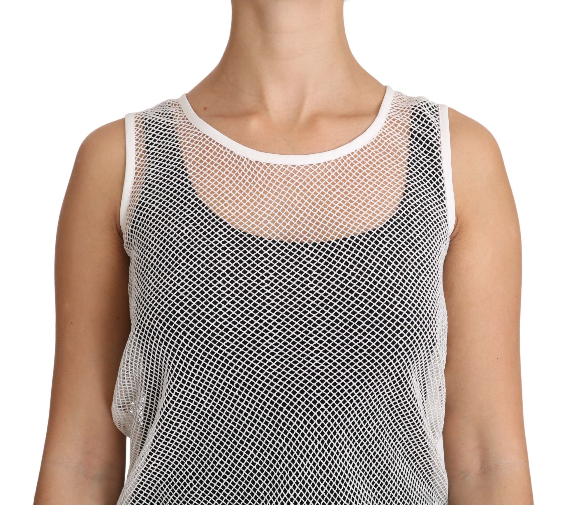 Dolce & Gabbana White Net  Transparent Sleeveless Tank Top - ClickThatClicks 